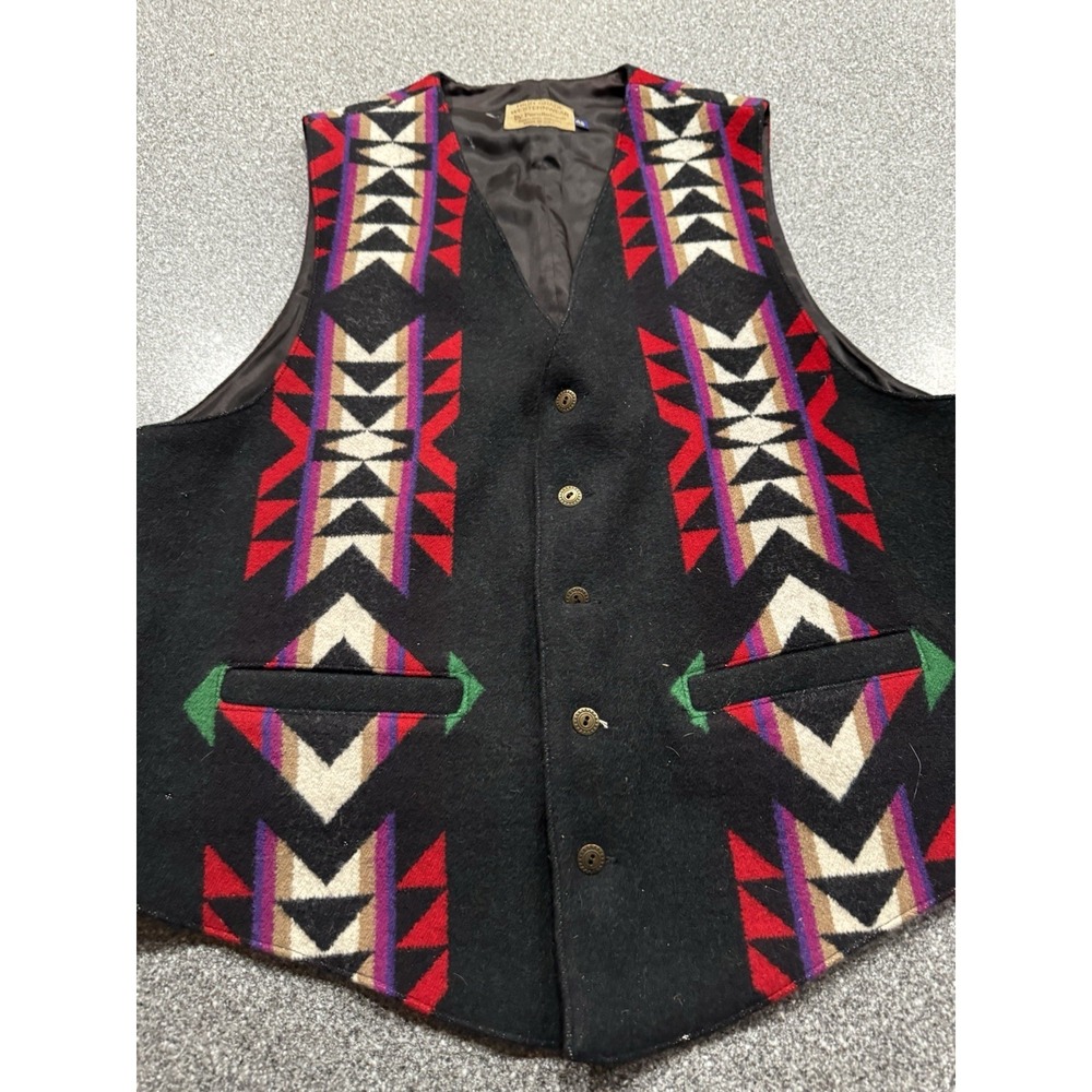 Vintage RARE Pendleton Westernwear Wool Vest Aztec Native USA Made Sz 46 EUC